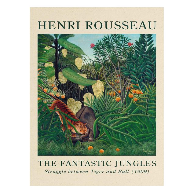 Billeder blomster Henri Rousseau - Fight Between A Tiger And A Buffalo - Museum Edition