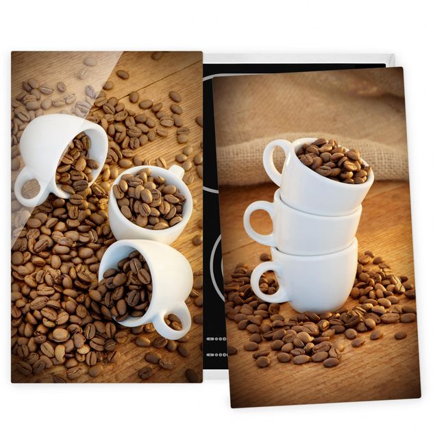 køkken dekorationer 3 espresso cups with coffee beans