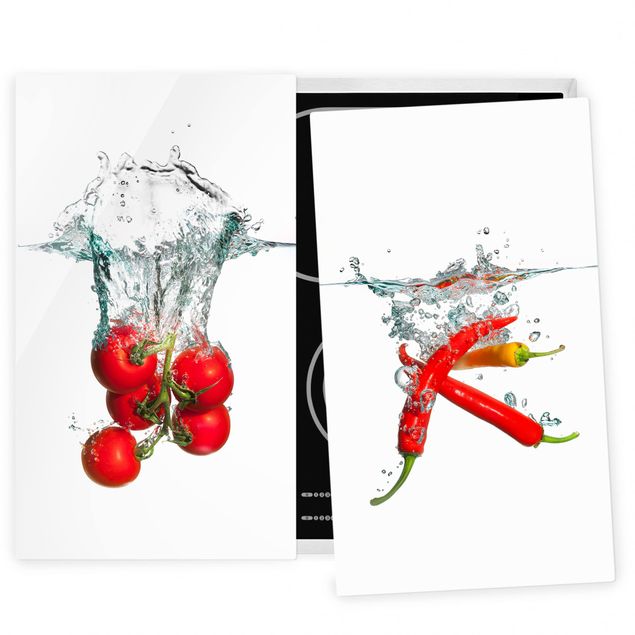 køkken dekorationer Tomatoes And Chili Peppers In Water