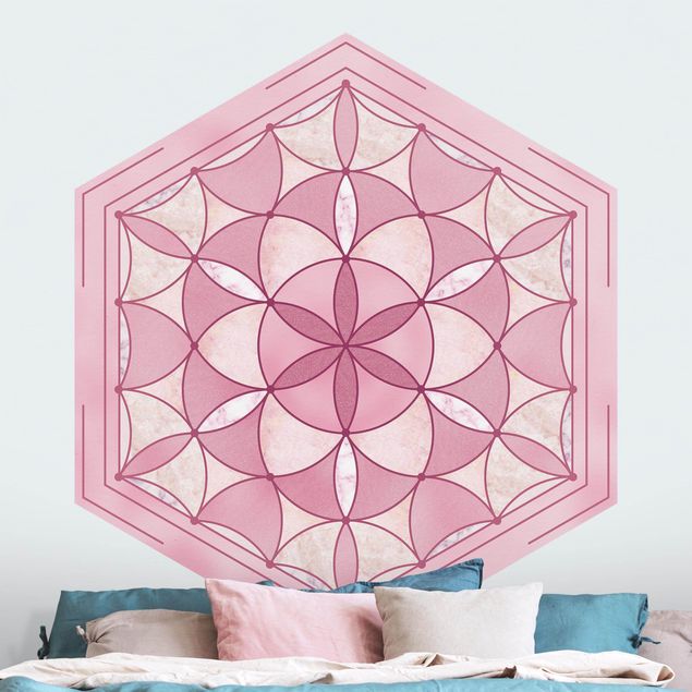 Moderne tapet Hexagonal Mandala In Pink