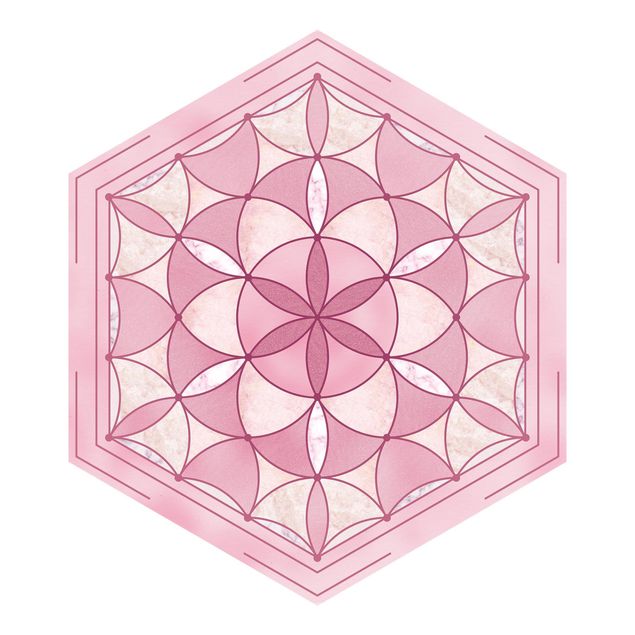 Tapet Hexagonal Mandala In Pink