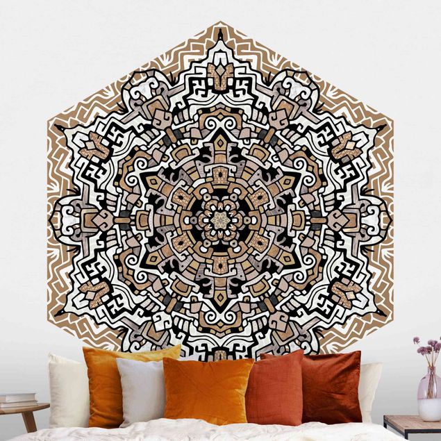 Tapet moderne Hexagonal Mandala With Details