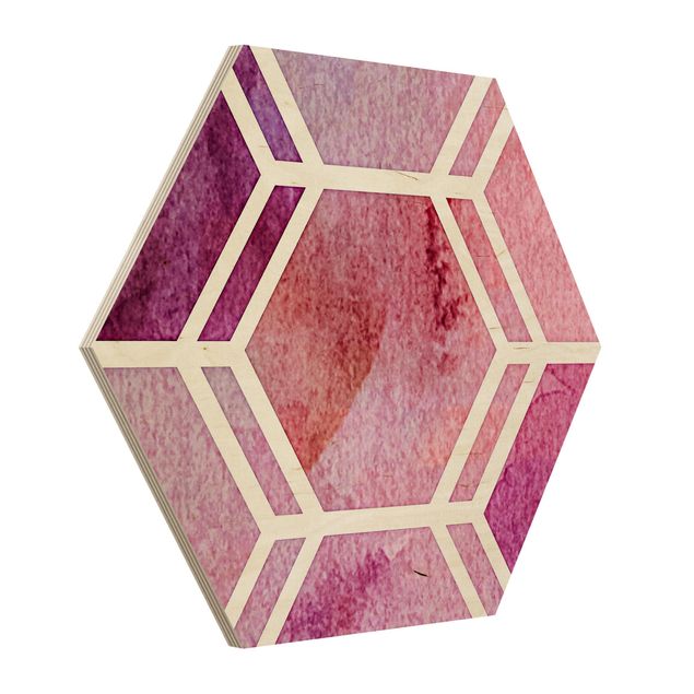 Billeder lilla Hexagonal Dreams Watercolour In Berry