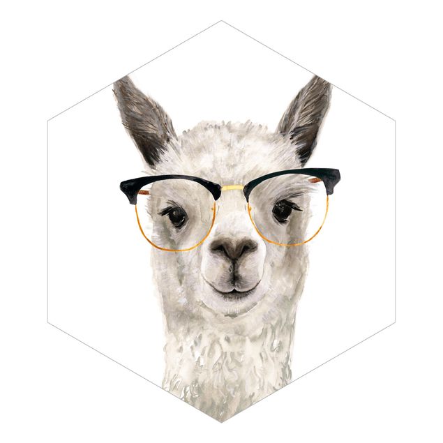 Tapet hvid Hip Lama With Glasses I