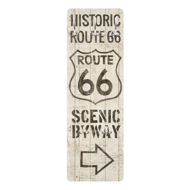 Knagerække træpanel - Historic Route 66