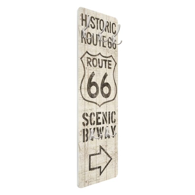 Knagerække træpanel - Historic Route 66