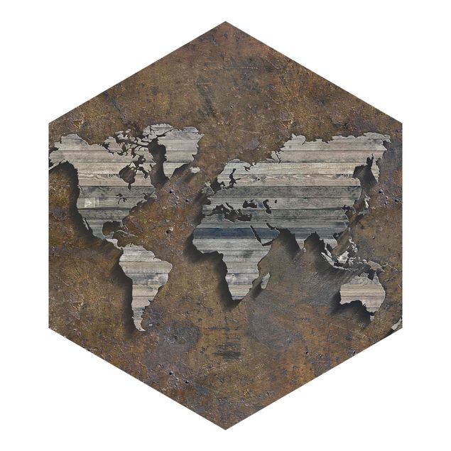 Tapet Wooden Grid World Map