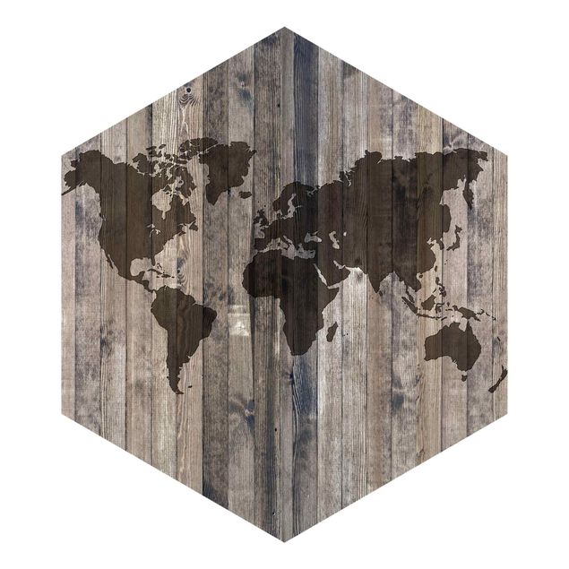Tapet Wooden World Map