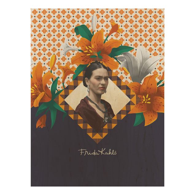 Prints på træ blomster Frida Kahlo - Lilies