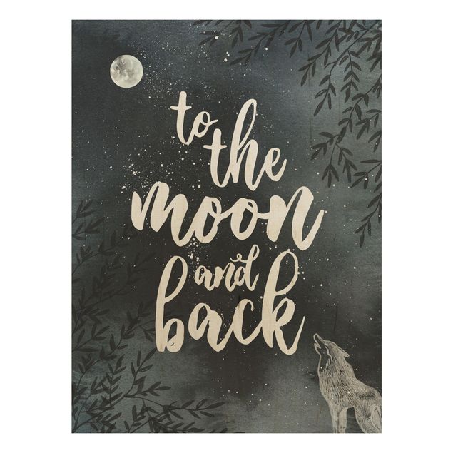 Prints på træ ordsprog Love You To The Moon And Back