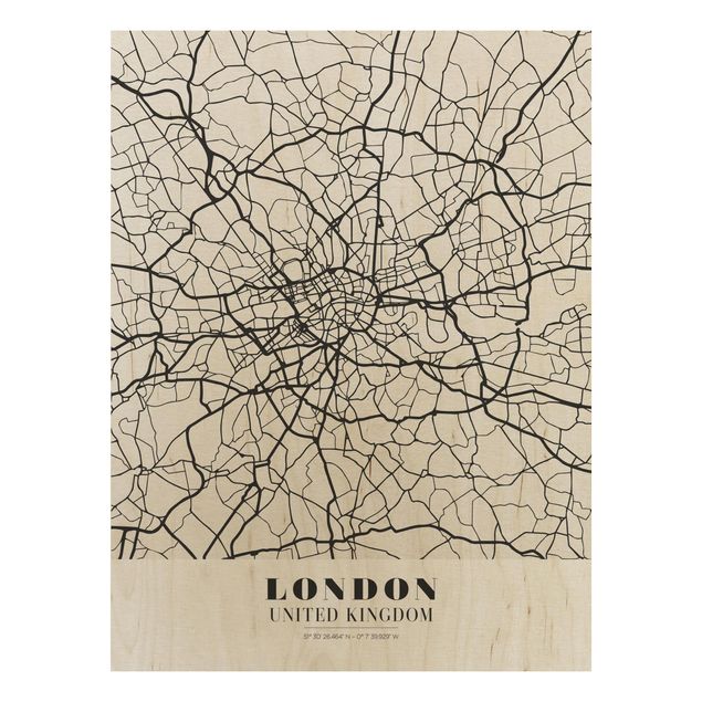 Prints på træ ordsprog London City Map - Classic