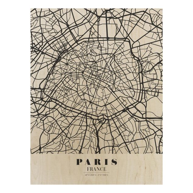 Prints på træ ordsprog Paris City Map - Classic