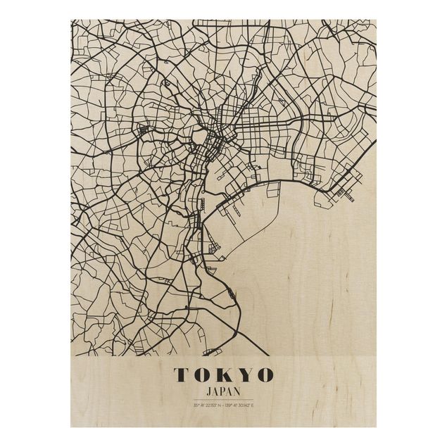 Prints på træ ordsprog Tokyo City Map - Classic