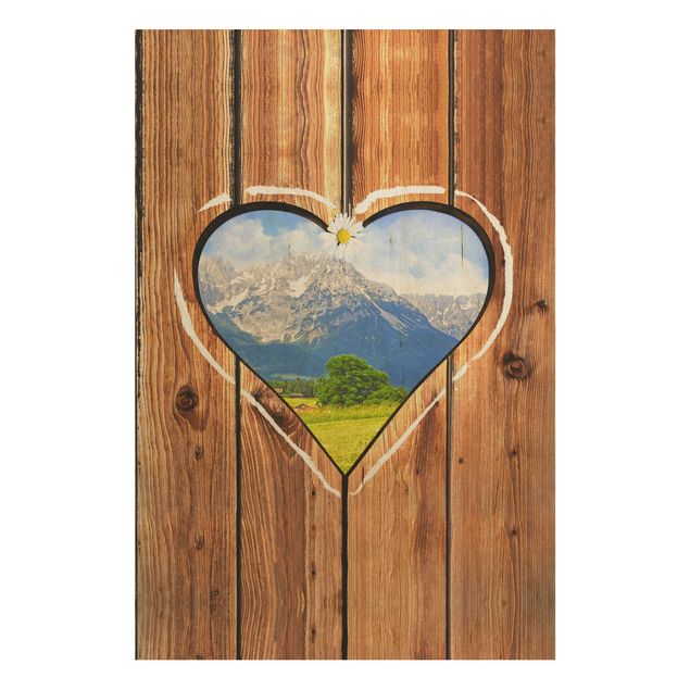 Prints på træ landskaber Mountain Cabins
