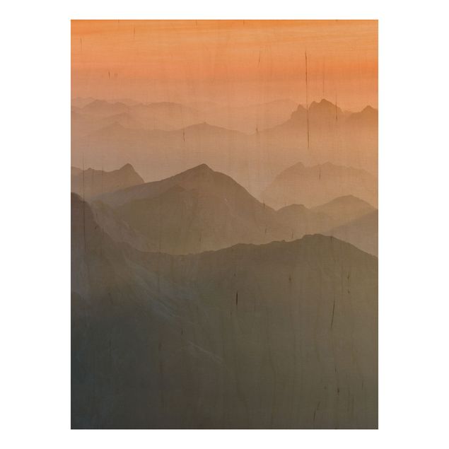 Prints på træ landskaber View From The Zugspitze Mountain