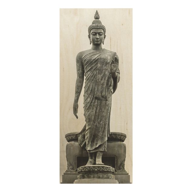 Prints på træ vintage Buddha Statue