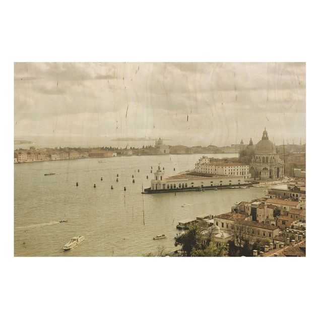 Prints på træ vintage Lagoon Of Venice