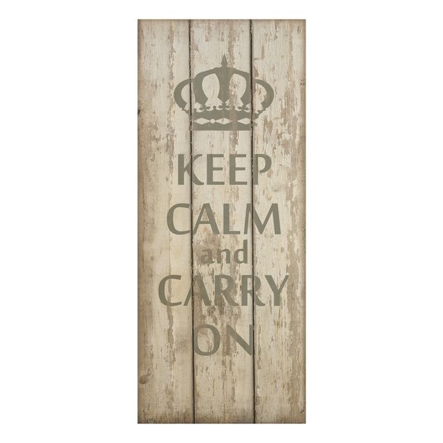 Prints på træ ordsprog No.RS183 Keep Calm And Carry On