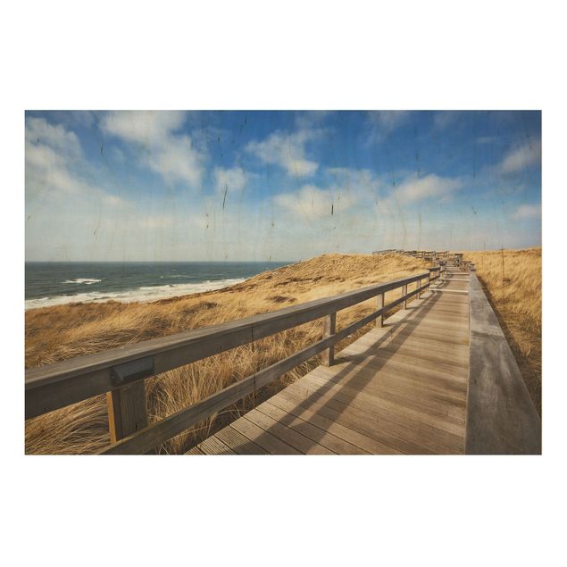 Prints på træ strande Stroll At The North Sea