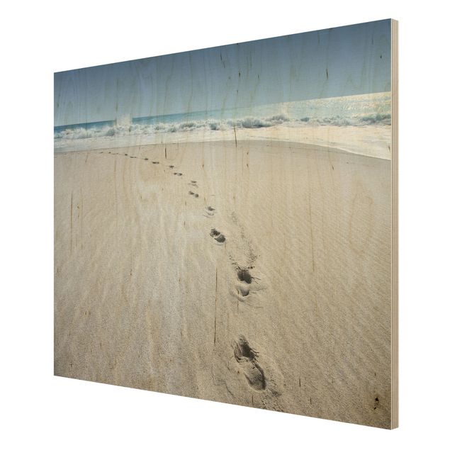 Prints på træ strande Traces In The Sand