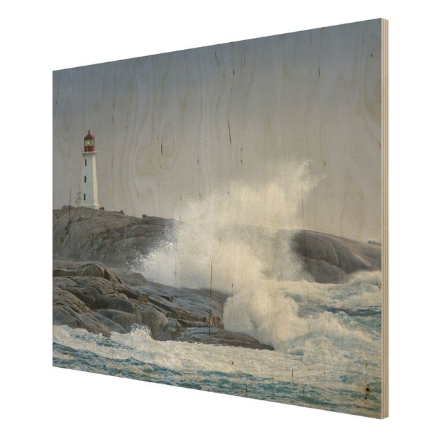 Prints på træ strande Lighthouse