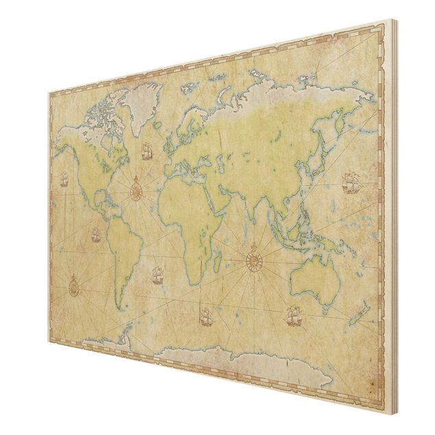 Prints på træ World Map