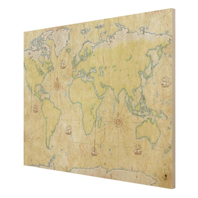 Prints på træ World Map