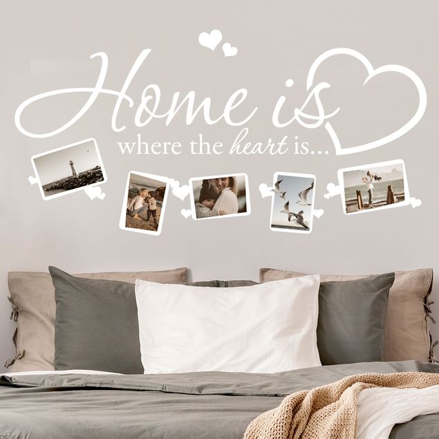 Wallstickers hjerter Home is where the heart is - Picture Frame