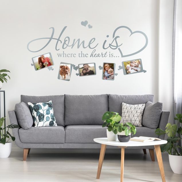 Wallstickers ordsprog Home is where the heart is - Picture Frame