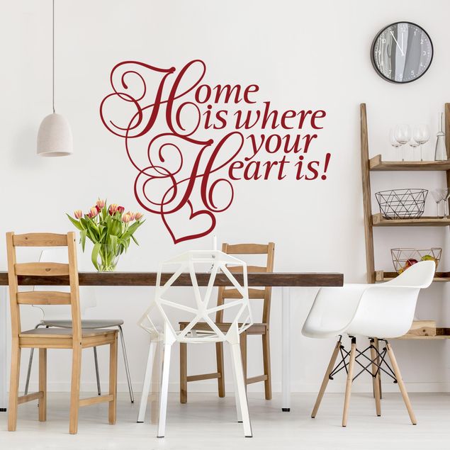 Wallstickers kære Home is where the Heart is with heart