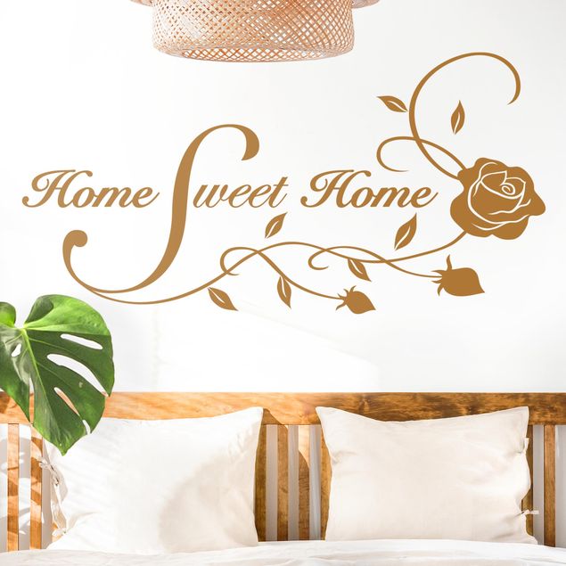 Wallstickers ordsprog Home Sweet Home with Rose Tendril