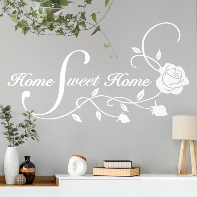 Wallstickers Home Sweet Home with Rose Tendril