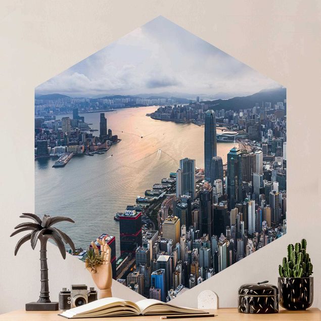 Fototapet arkitektur og skyline Hong Kong At Dawn