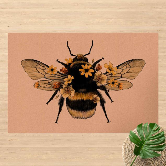 moderne tæppe Illustration Floral Bumblebee