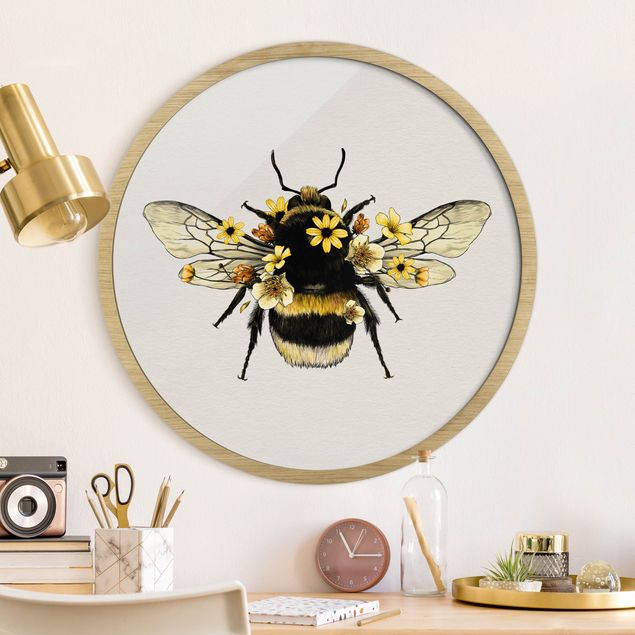 Rund billeder Illustration Floral Bumblebee