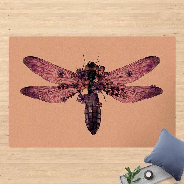 moderne tæppe Illustration Floral Dragonfly