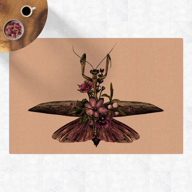 Kork måtter Illustration Floral Mantis