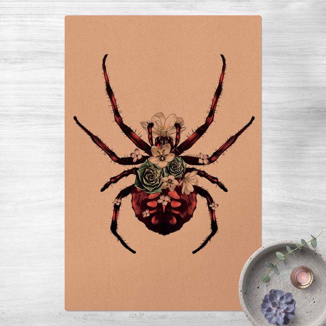 Kork måtter Illustration Floral Spider