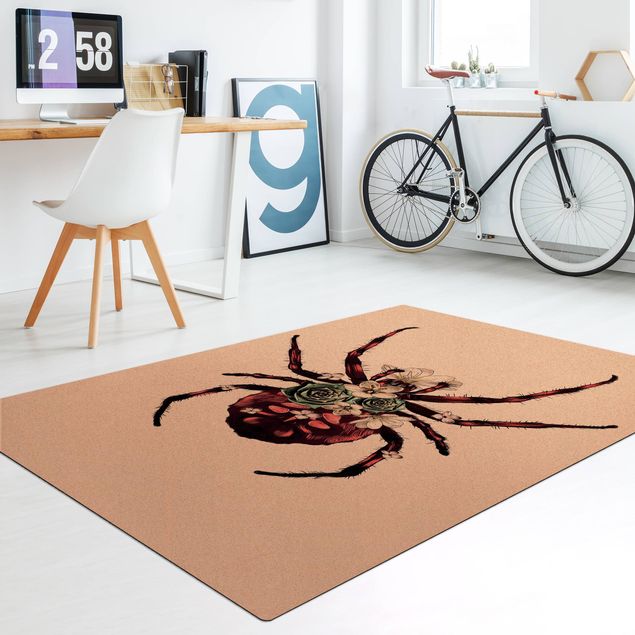 stort tæppe Illustration Floral Spider