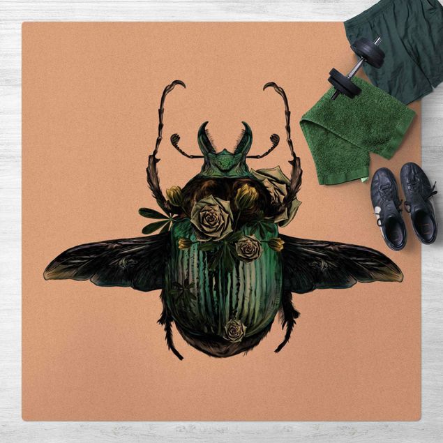 Kork måtter Illustration Floral Beetle