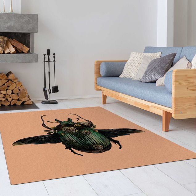 stort tæppe Illustration Floral Beetle