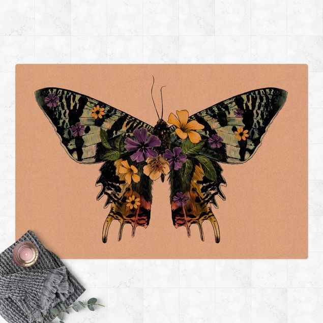 Kork måtter Illustration Floral Madagascan Butterfly