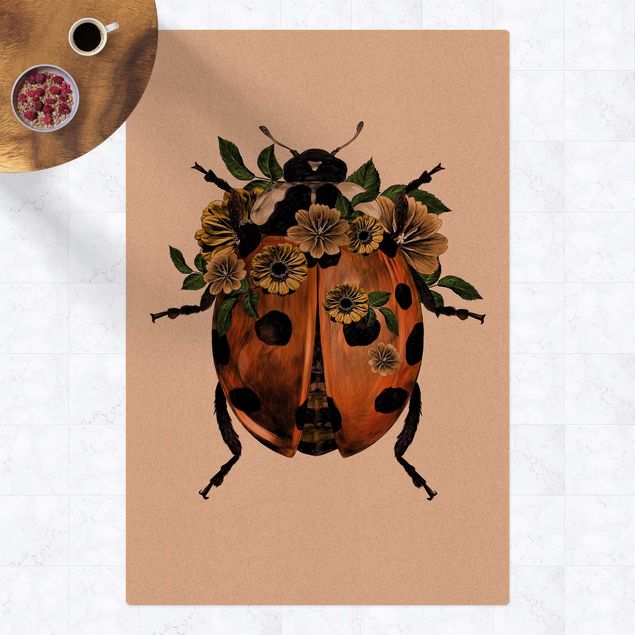 Kork måtter Illustration Floral Ladybird
