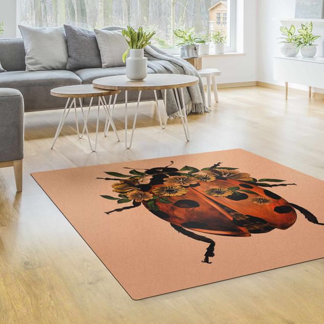 store gulvtæpper Illustration Floral Ladybird