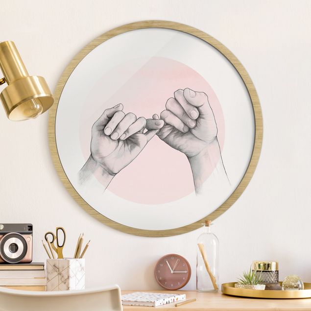 Rund billeder Illustration Hands Friendship Circle Pink White