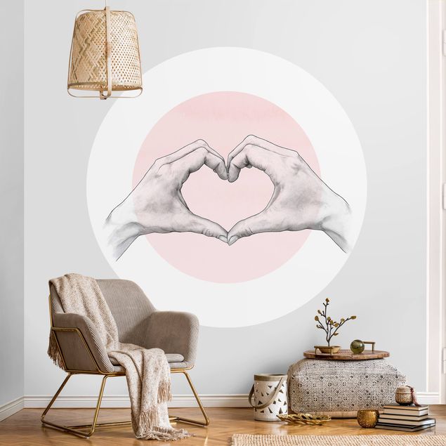 køkken dekorationer Illustration Heart Hands Circle Pink White