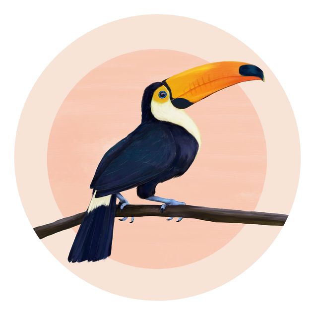 Tapet med dyr Illustration Bird Toucan Painting Pastel