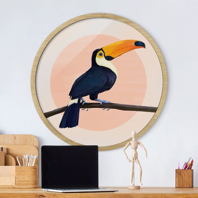 Rund billeder Illustration Bird Toucan Painting Pastel