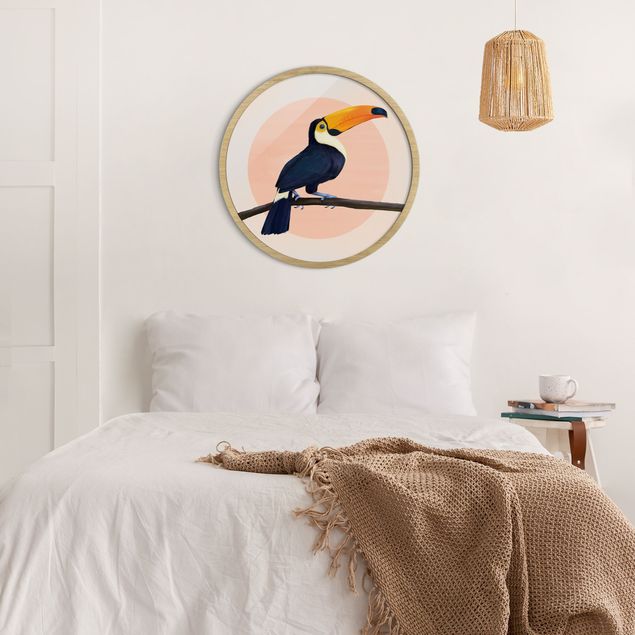Billeder kunsttryk Illustration Bird Toucan Painting Pastel