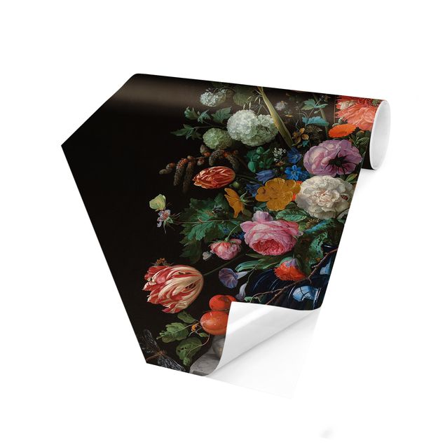 Moderne tapet Jan Davidsz De Heem - Glass Vase With Flowers